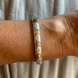 Two toned costume bracelet with cz diamonds